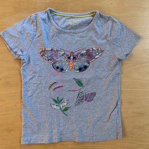 Mini Boden butterfly T-Shirt Girls 6/7 Gray